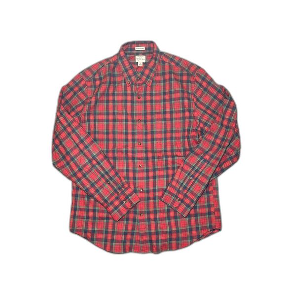 J. Crew 100% Cotton Brushed Twill Red Plaid Blouse Size Large - Picture 1 of 4